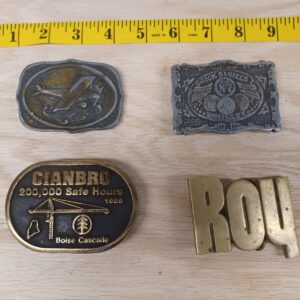 Vintage Beltbuckles Buckles Airplane Jack Daniels Roy Boise Cascade Lot Of 4