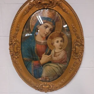 Vintage Madonna & Child Print 27x20 Large Religious Wall Art Baby Jesus Mary Ant