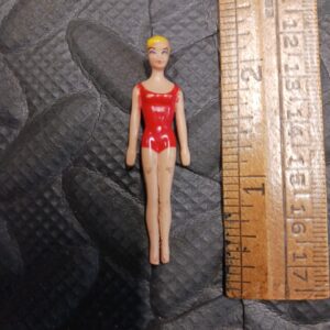 *RARE*Vintage Tiny Mini Barbie doll for Skipper Plastic red swimsuit blonde hair