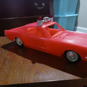 Vintage 1965 / 1966 Fire Chief Ford Mustang Plastic Red Toy Car Old Antique Toy