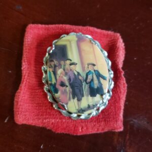 Vintage Ceramic Metal Brooch Benjamin Franklin Thomas Jefferson Political Jewelry Collectible Pin