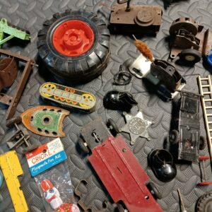 Vintage Tin Toy Parts Lot – Marx, Wyandotte, Structo, Tonka, Japan – Wheels & Pieces