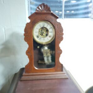 Vintage Ansonia Mantle Clock 8 Day Wind Up Striking Movement Wood Case Working Antique