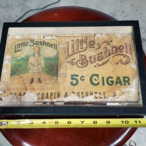 Vintage Little Bushnell 5 Cent Cigar Advertisement Sign Bushnell NY Cardboard Display