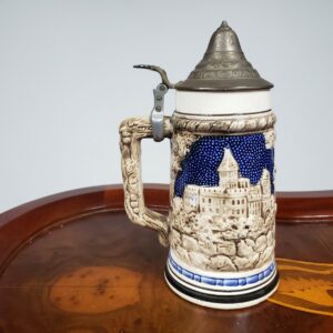 Vintage Beer Stein Ceramic Metal Hand Painted Made in Japan Wales China Mug Collectible