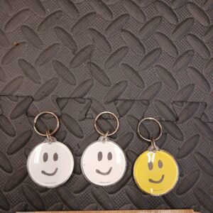 Vintage 1986 Happy Face Keychain Lot – Rare Button-Up Keychains – Used Collectible