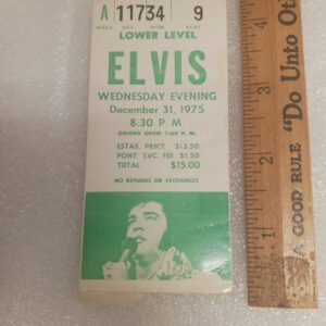 Elvis Presley 1975 New Year’s Eve Concert Ticket Dec 31 Vintage Full Ticket Rare