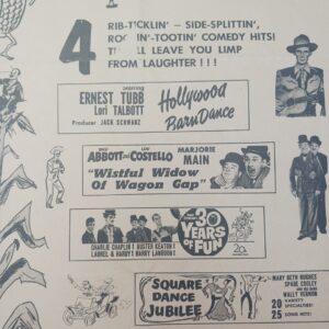 Vintage Corn Is King Advertisement Sign Ernest Tubb Abbott and Costello Drive-In Poster