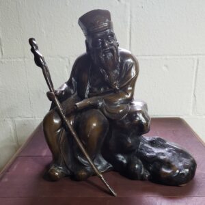 Vintage Bronze Asian Man Sculpture Made in Japan Large Statue Antique Art Piece