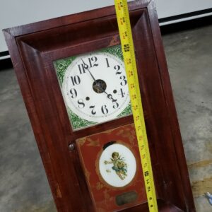 Vintage E.N. Welch Weight Driven Wall Clock Wood Case USA Wind Up Mechanical Clock Antique