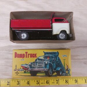 2 Vintage Daiya Tin Friction Dump Truck – Japan Toy, Original Box, Tin Toy Lot