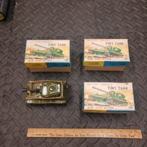 Vintage 1950s WACO Tiny Tank – Japan Tin Toy – Battery Operated – Old Store Stock