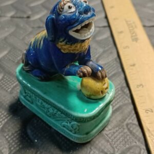 Vintage Japanese Dragon Dog Statue – 4" Ceramic Pottery – Rare Asian Art Collectible