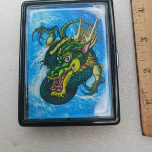 Vintage Harper Dragon Black Cigarette Case Metal Flip Top Holder Tobacco Retro