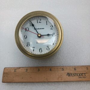 Vintage Brookstone Quartz Japanese Brass Beveled Glass Desk Clock Mantel Office Decor