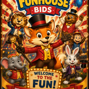 Funhouse Bids Felix The Fox Carnival Poster – Welcome To The Fun Character Art Print