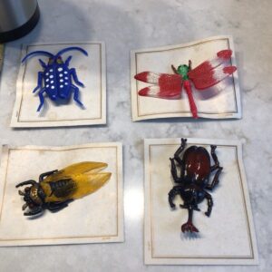 Vintage 1960s Japan Plastic Bug Pins MOC Beetle Dragonfly Fly Brooch Set NOS toys